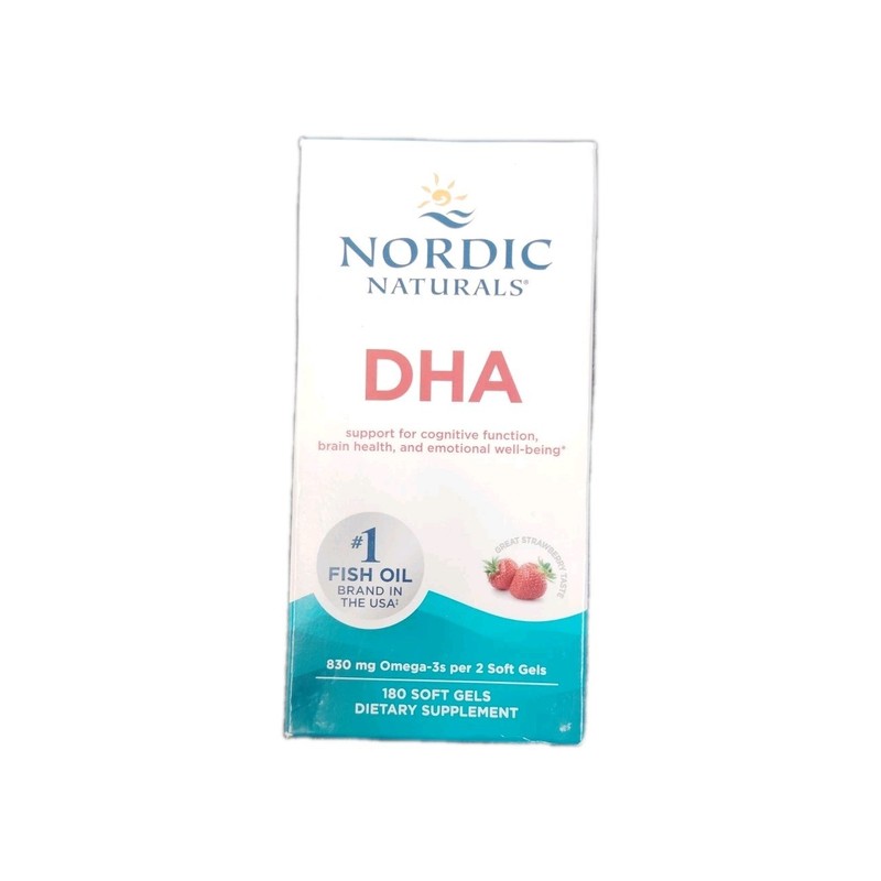 Nordic Naturals DHA 830mg Omega 3 Fish Oil Strawberry Flavor 180 Soft Gels 9/28