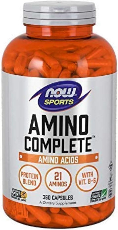NOW Sports Amino Complete, Protein Blend with 21 Aminos and B-6, Veg Capsules gallery
