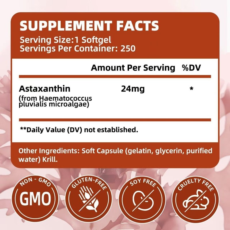 ALLBIZ Astaxanthin 24mg | 250 Softgels | 250-Day Supply | Premium Antioxidant Su gallery