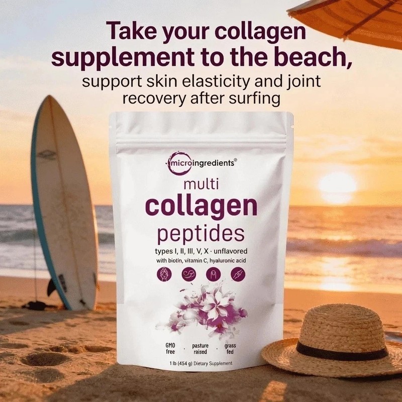 Multi Collagen Peptides Powder 2 lb Hydrolyzed Protein Peptide Type I,II,III,V,X gallery