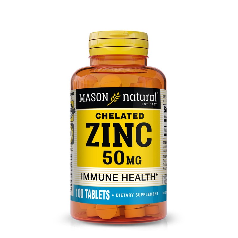 Mason Natural Zinc 50 mg – Improved Immune System Function, 100 Tablets