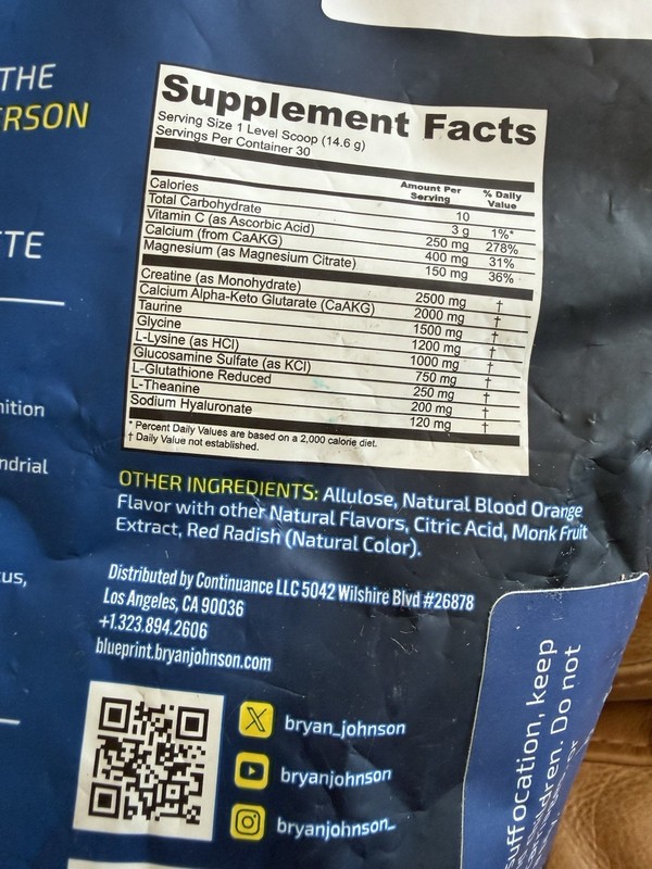 Blueprint Bryan Johnson Longevity Mix - Muscle Builder & Recovery 1-LB Exp: 3/27 gallery