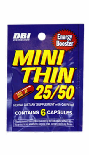 Mini Thin 25/50 25 50 Energy – 1 PACK – Diet Herbal Caffeine 6 Capsules Per Pack