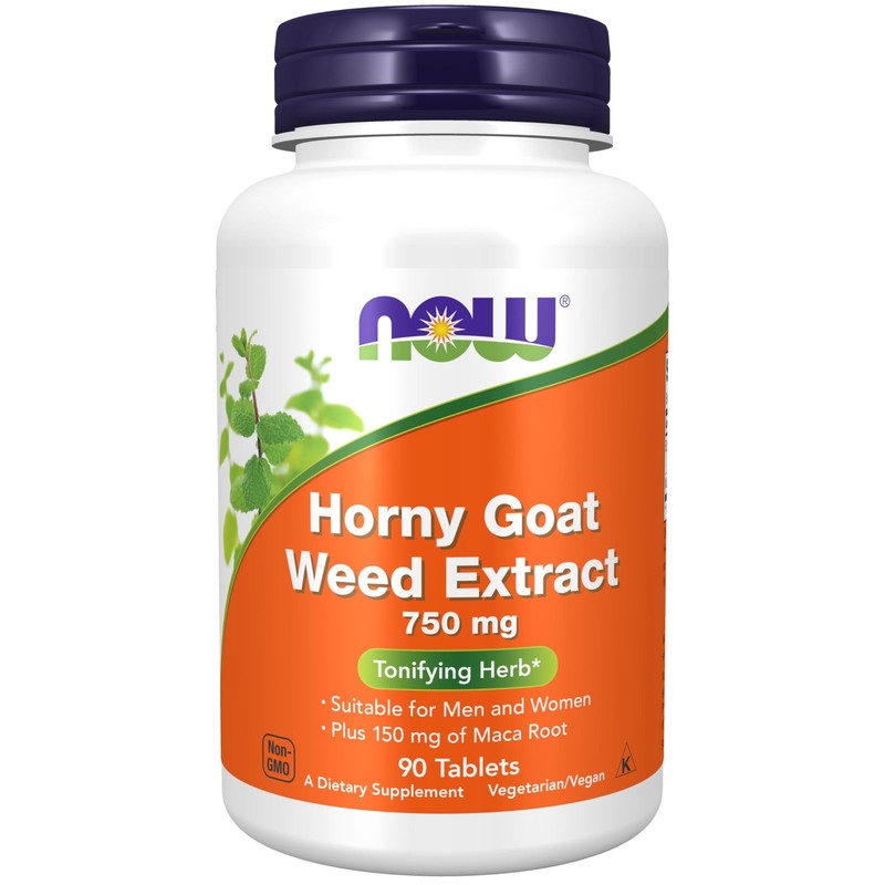 NOW Supplements, Horny Goat Weed Extract 90 Count (Pack of 1), Green/Brown