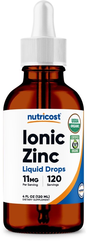 Nutricost Organic Ionic Zinc Drops (11mg) 4 fl oz - Liquid Drops, USDA Organic