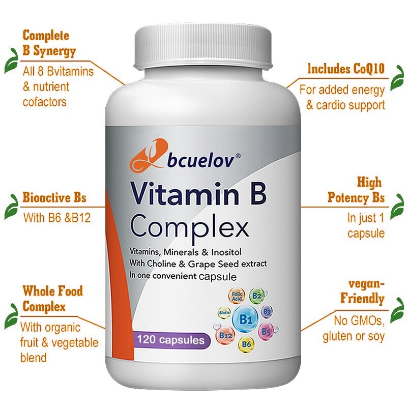 Vitamin B Complex 30/60/120Capsules B1,B2,B3,B5,B6,B12 w Minerals,Immune Support gallery