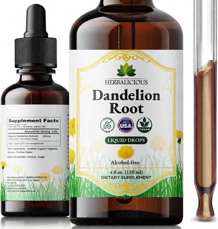 HERBALICIOUS Dandelion Root Inflammation, Liver & Digestive Support Supplement