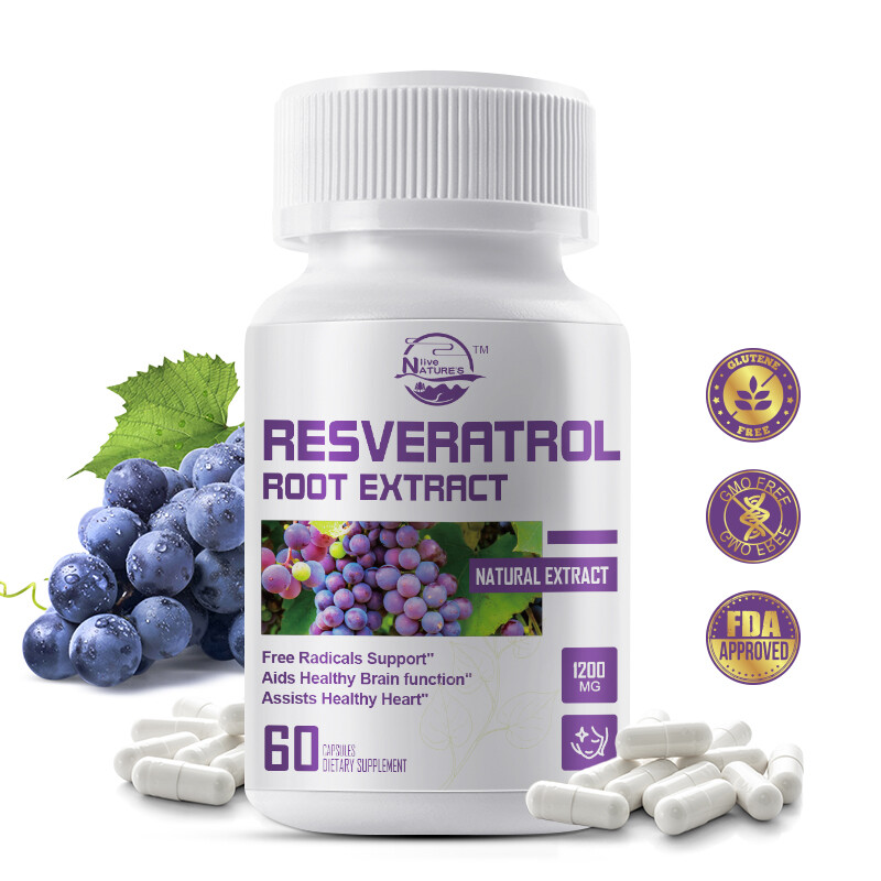 Resveratrol Hard Capsules 1200mg Anti-Aging Antioxidants, Brain Skin Health-60ct