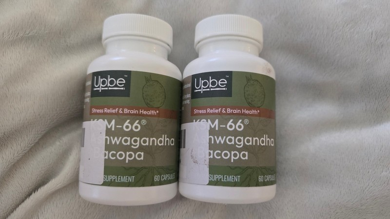 2 Pack Upbe KSM-66 Ashwagandha Bacopa 60 Capsules Stress Relief Exp 02/27