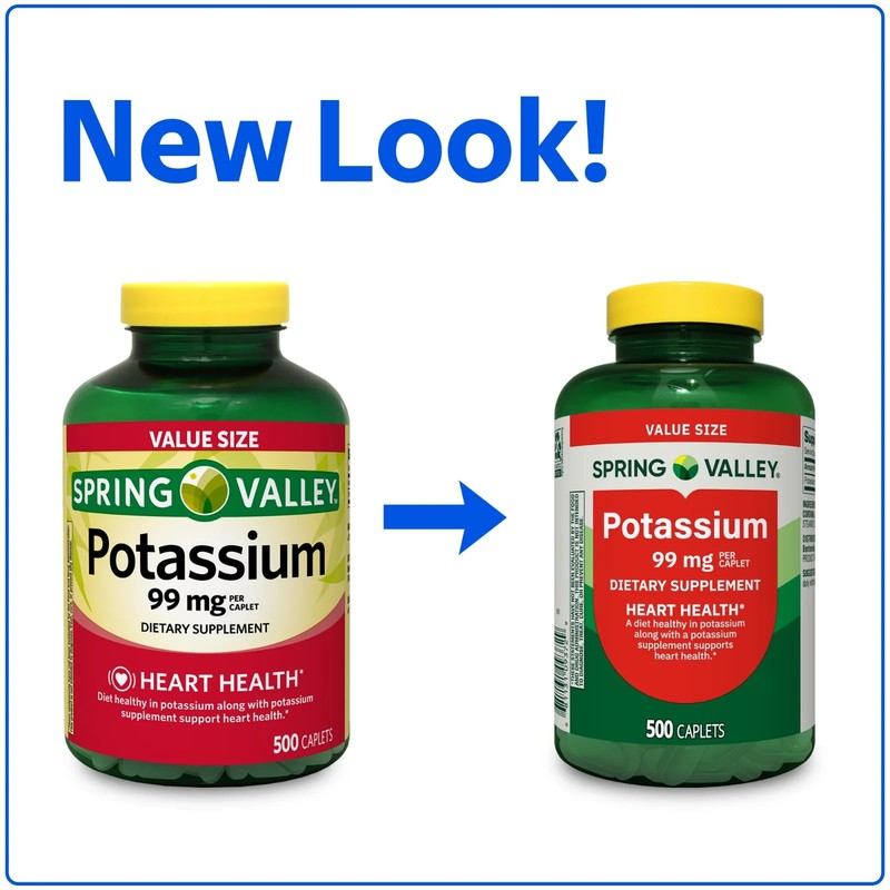 Spring Valley Potassium Caplets Dietary Supplement Value Size, 99 mg, 500 Count gallery