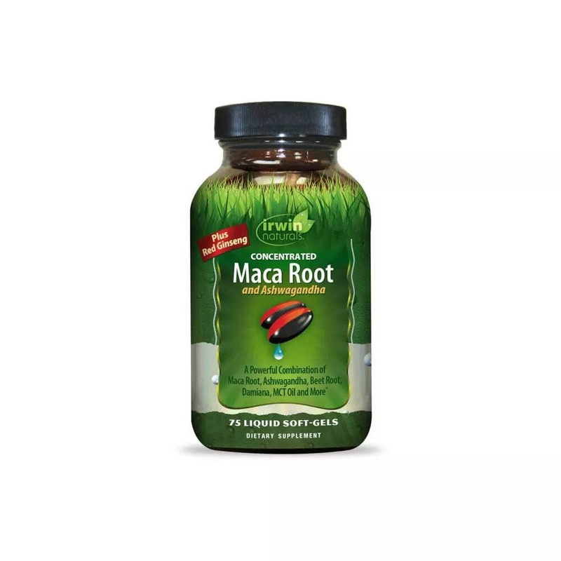 Irwin Naturals Maca Root and Ashwagandha, Plus Red Ginseng, 75 Softgels