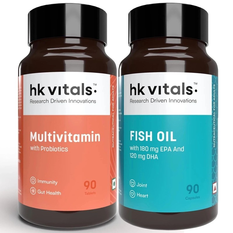 HealthKart hk vitals Fish Oil and Multivitamin with probiotics (90 Tablets Each)