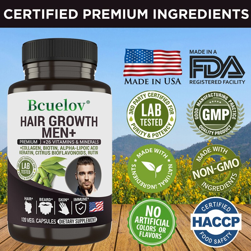 Hair Growth Supplements For Men - Anti Hair Loss Pills.For Hair & Beard.30-120ct gallery