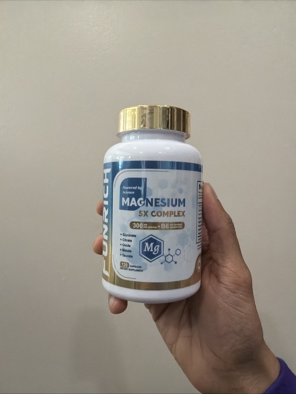 Funrich Magnesium 5X Complex 120 Capsules +B6 Dietary Supplement Exp 08/2027
