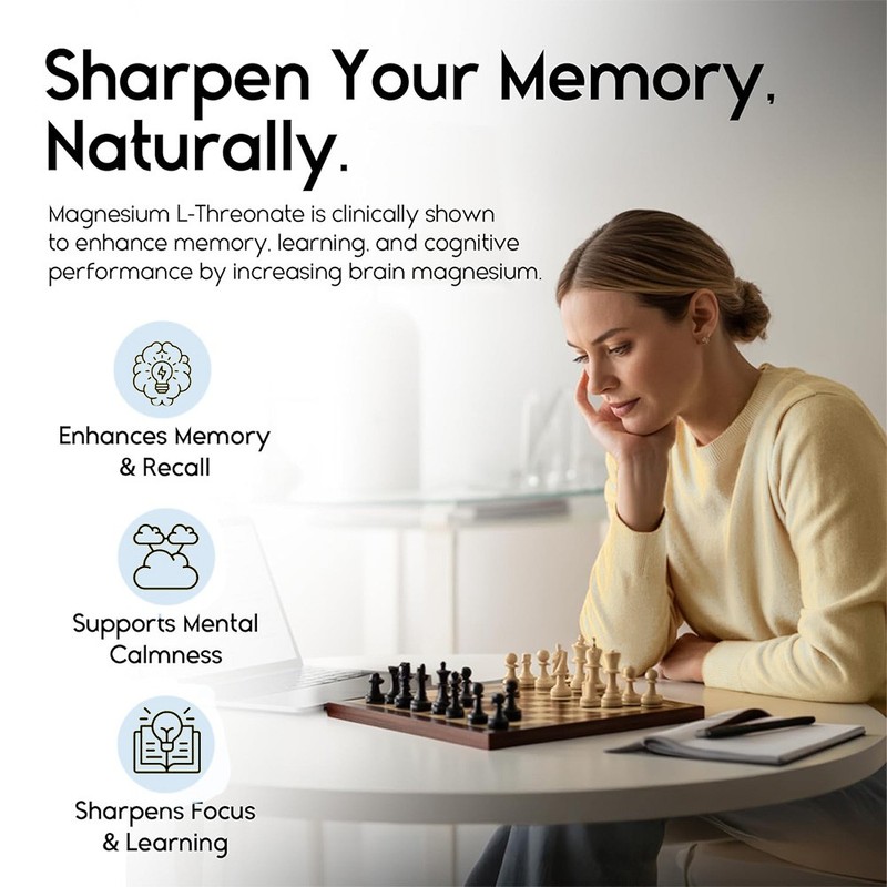 Magnesium L-Threonate 2000mg-Support Brain Health,Memory,Focus 30/60/120 Caps gallery