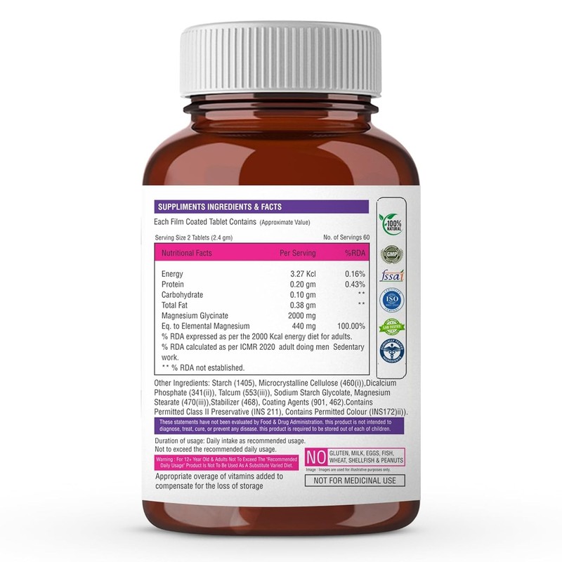 The Body Reserve Magnesium Glycinate 120 Veg Tablets, 2000mg Better Sleep relax gallery