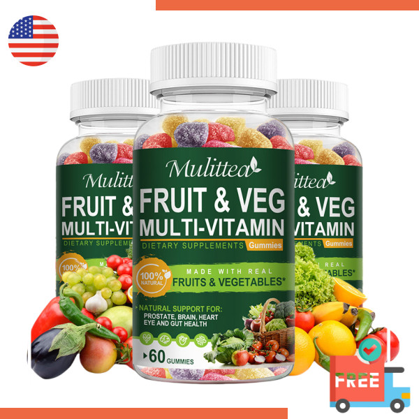 60 Gummies Nature Fruits Veggies Supplement Fruits Vegetable Vitamins & Minerals