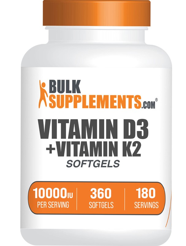 BulkSupplements Vitamin D3 + Vitamin K2 10000 IU Softgels, 360 Count (Pack of 1)