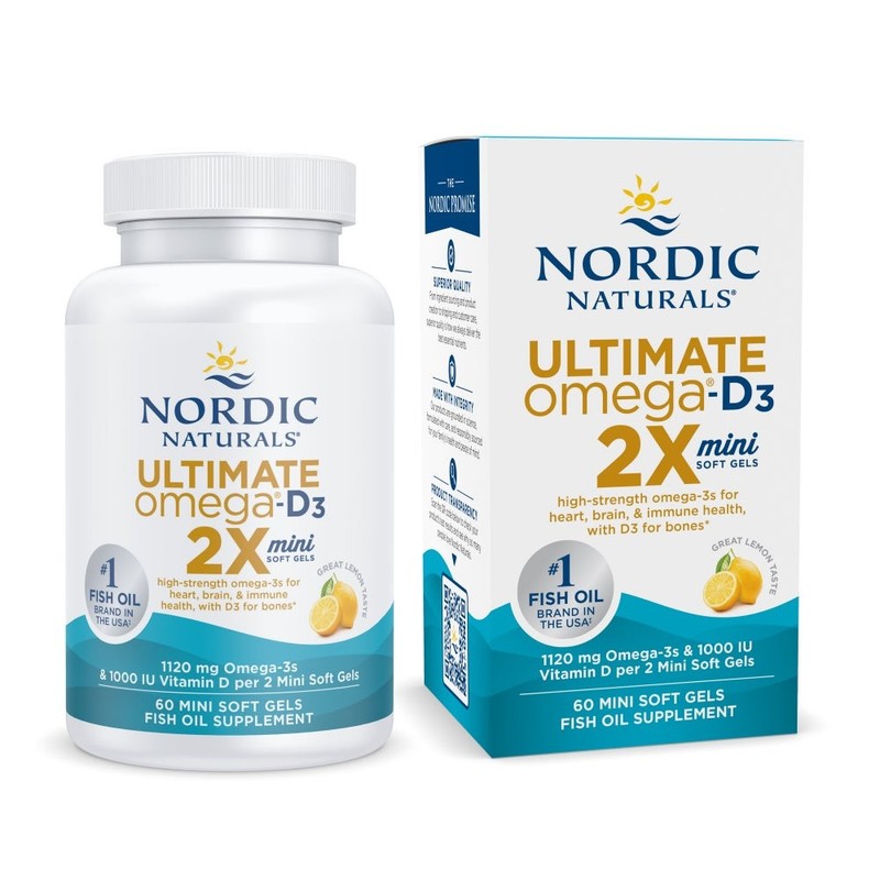 Nordic Naturals Ultimate Omega 2X Mini D3 – Supplement for Overall Health 60 Ct
