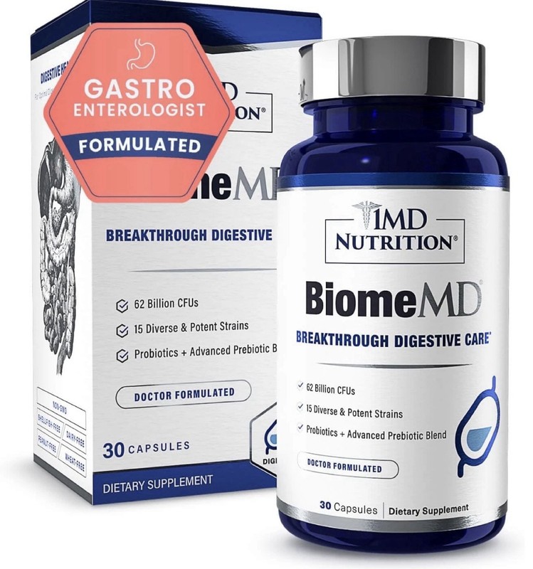 1MD Nutrition BiomeMD Probiotics | 62 Billion CFUs, 15 Comprehensive Strains – P