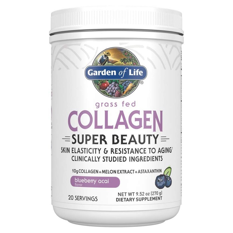 Garden of Life Grass Fed Collagen Super Beauty Powder – Blueberry Acai, 20 Servi