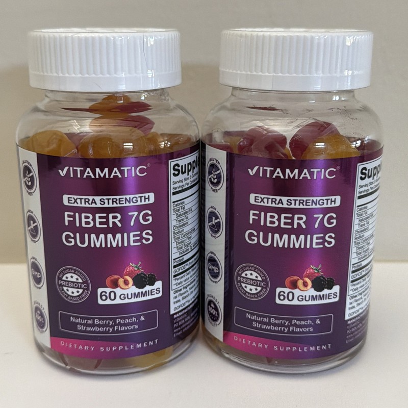(2) Prebiotic Fiber Gummies for Adults – 7G Fiber Extra Strength – Zero Sugar