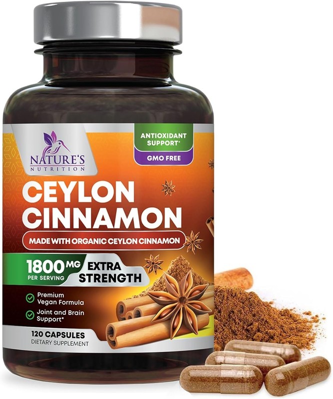 Organic Ceylon Cinnamon Supplement 1800mg – Certified Organic Ceylon Cinnamon