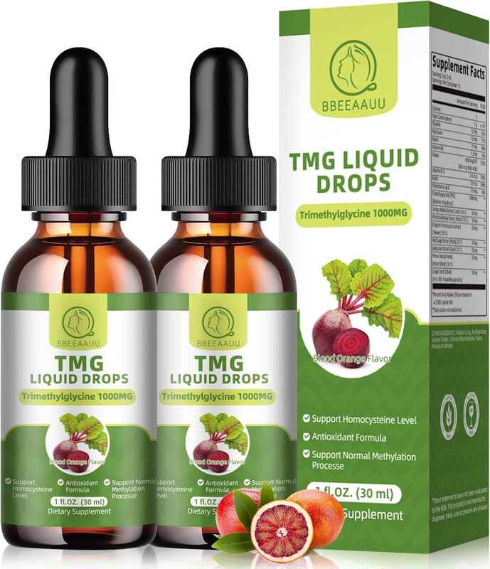 (2 Pack) TMG (Trimethylglycine) Supplement Liquid Drops, 1000MG High Absorpti…