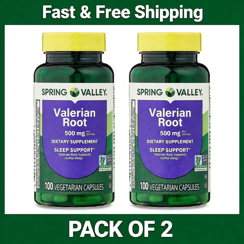 Spring Valley Valerian Root Capsules, 500 mg, 100 Count, pack of 2