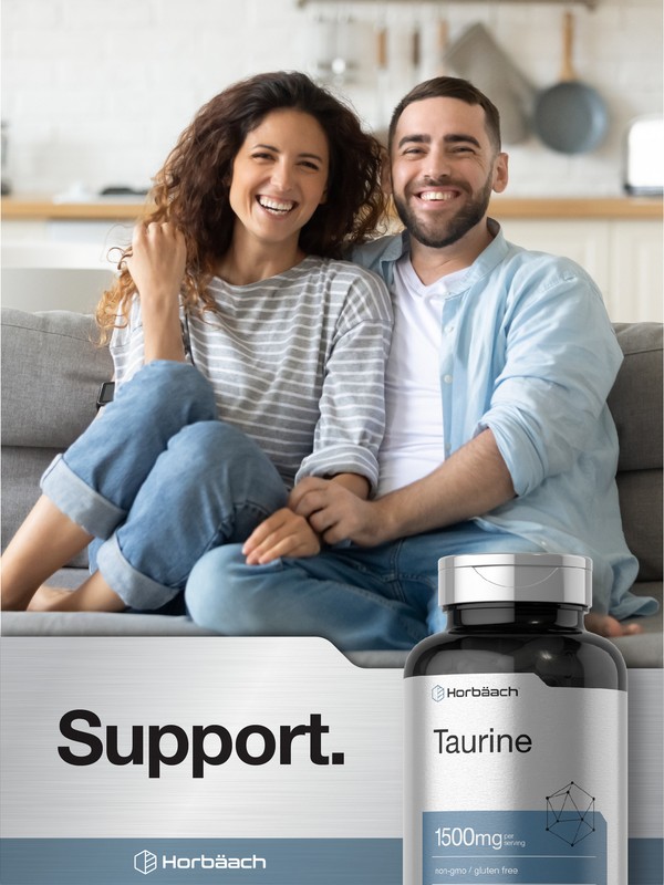 Taurine 1500mg Capsules | 180 Count | Non-GMO and Gluten Free | by Horbaach gallery