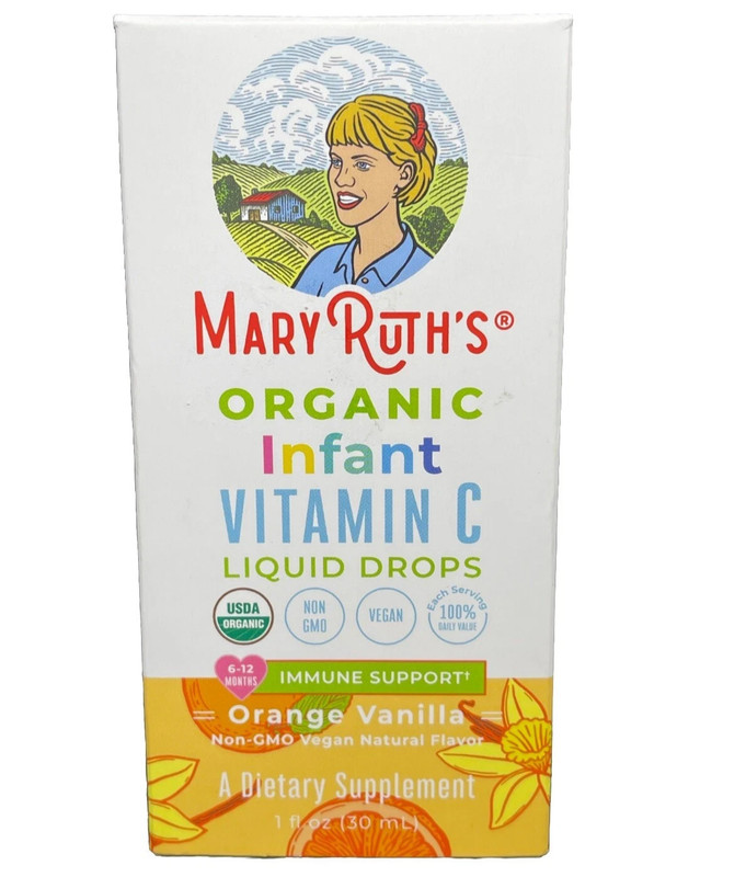Mary Ruth’s Infant Organic Vitamin C Drops Orange Vanilla 6-12M 1 fl oz Exp 3/26