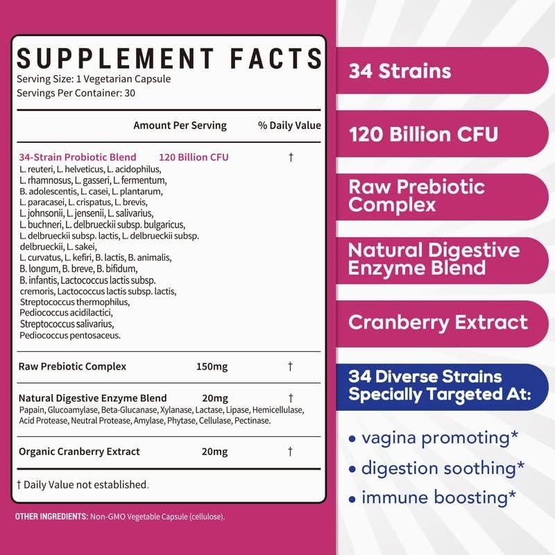 Surebounty Probiotics for Women 120 Billion CFU 34 Strains Prebiotics Digesti... gallery