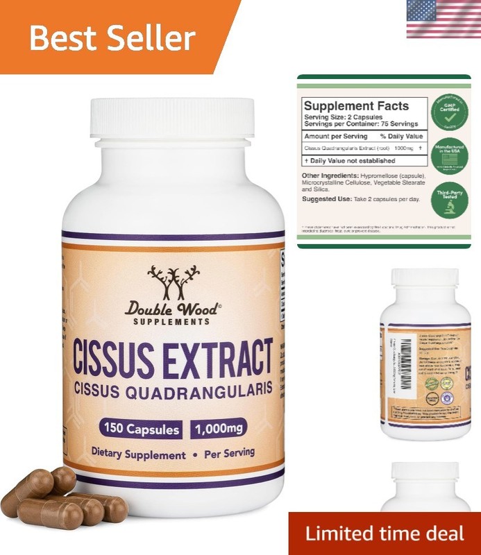 150 Count Cissus Quadrangularis Capsules – Non-GMO & Gluten-Free Joint Support