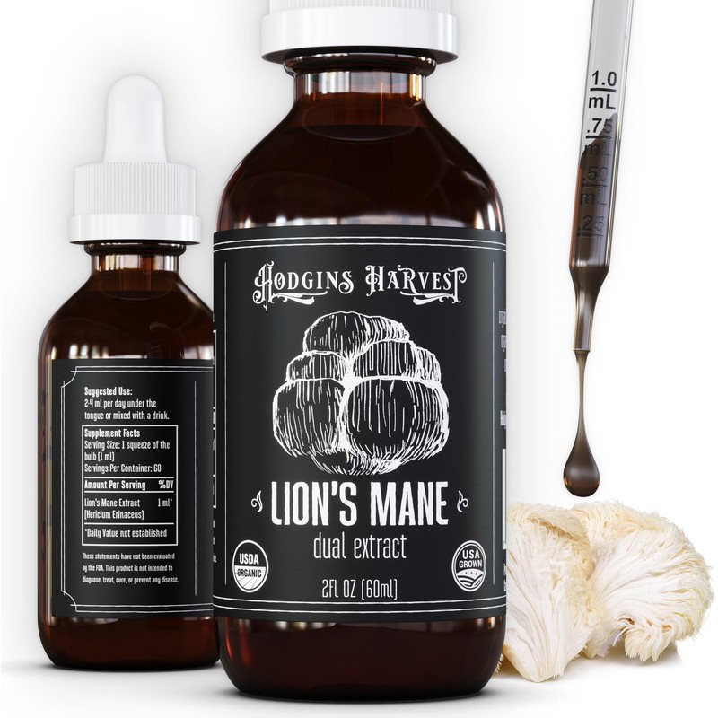 Hodgins Harvest Organic Lion’s Mane Tincture | Made with Mushrooms Grown On O…