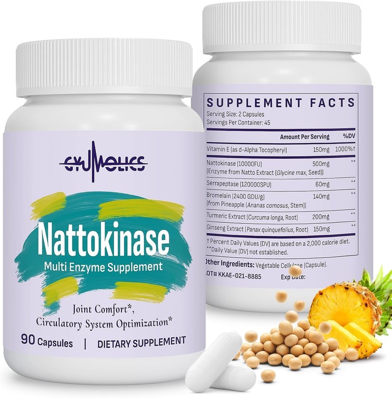 Nattokinase Supplement 10000FU – Organic Natto Enzyme 500mg for Circulatory W…