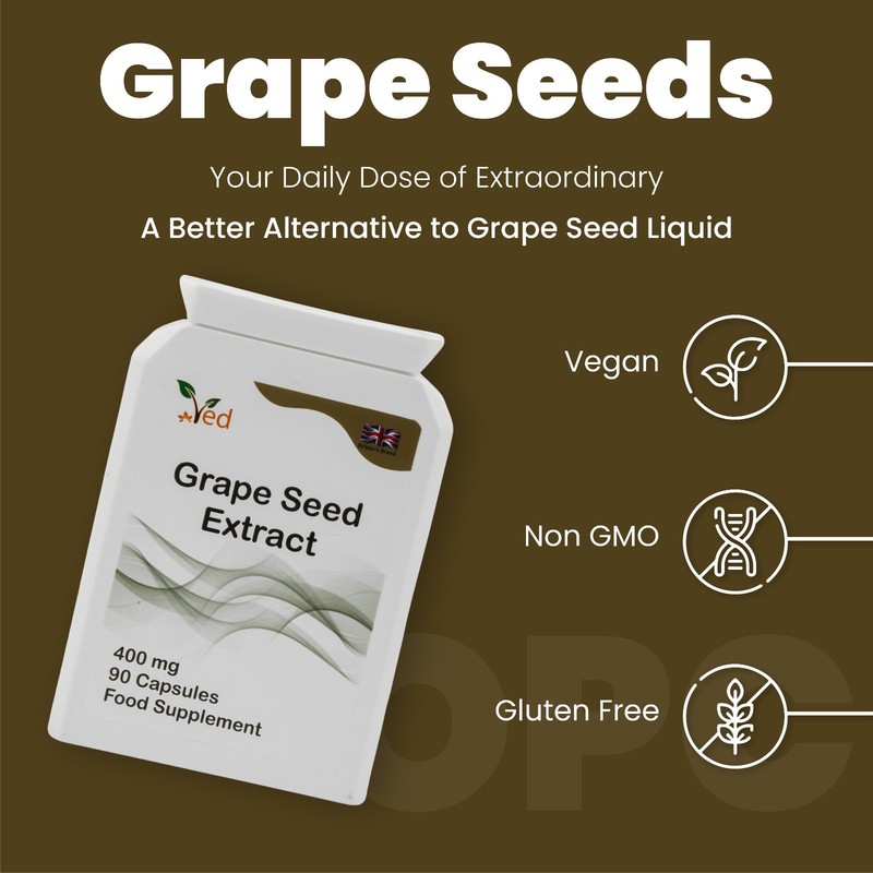 VED Grape Seed Extract Capsules, Min. 95% OPC, 400 mg, 90 Capsules gallery