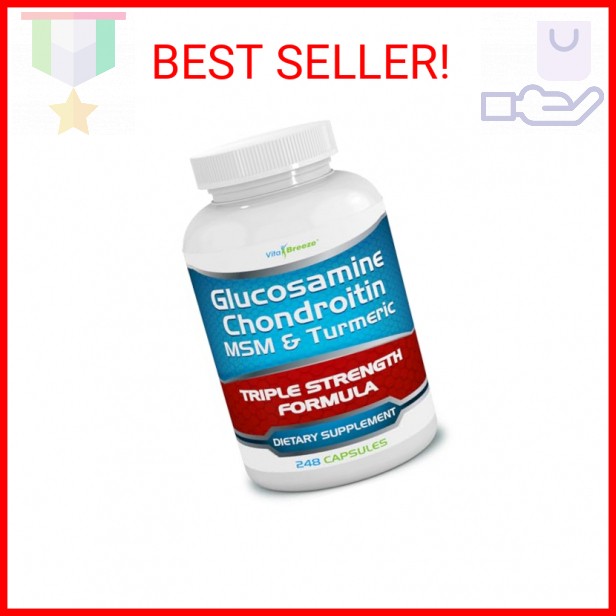 VitaBreeze Glucosamine Chondroitin, MSM & Turmeric Dietary Supplement – 248 Caps