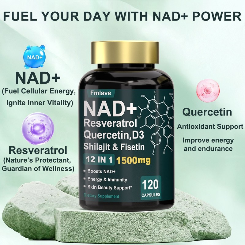 NAD+ 1500mg Supplement for Cellular Energy Support Men & Women, NR & Resveratrol gallery