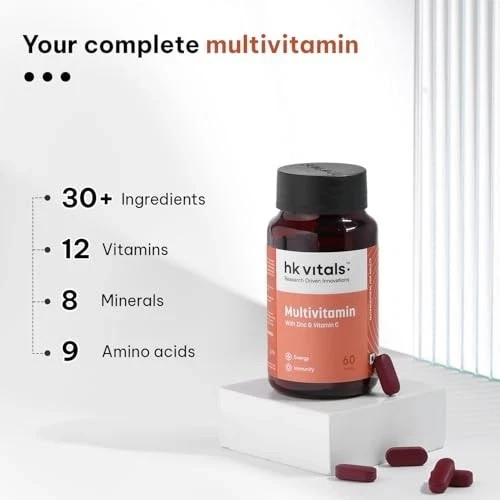 HK Vitals Multivitamin Tablets Men Women Zinc Vit C D3 Ginseng 60 Ct gallery