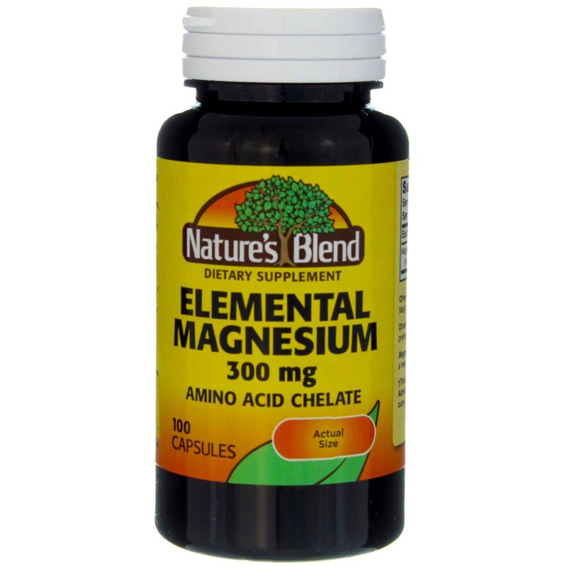 Nature’s Blend Elemental Magnesium Amino Acid Chelate Capsules, 100 Ct