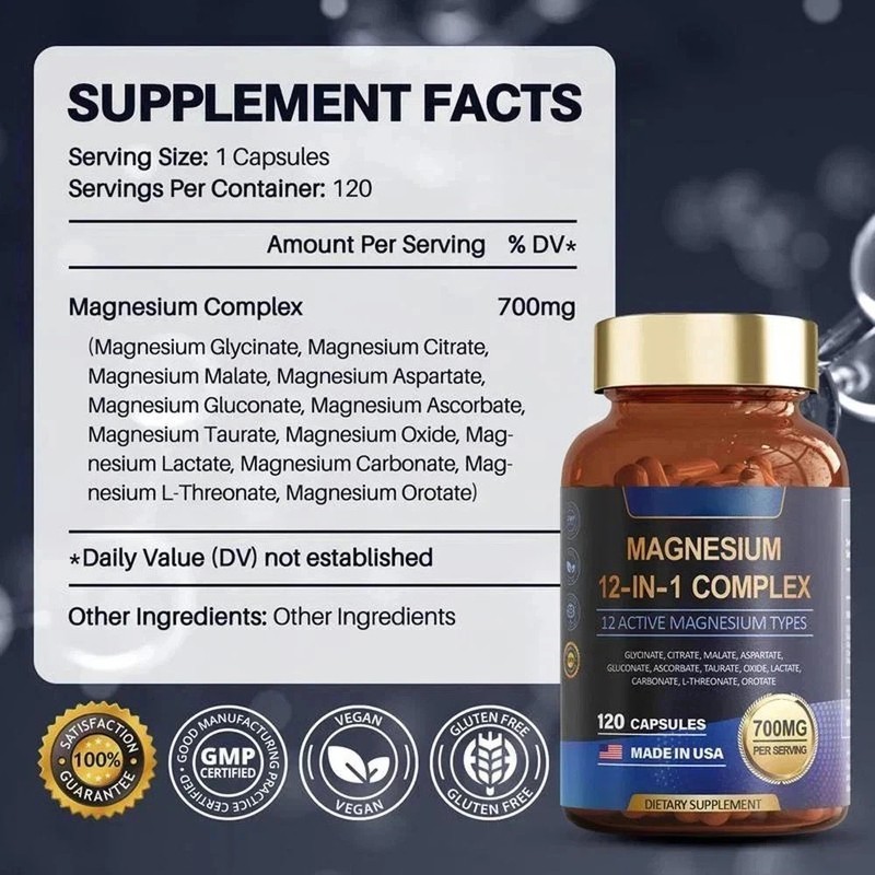 Magnesium Complex 700mg 12 in1 Magnesium Supplement with Glycinate Citrate-2 Pcs gallery