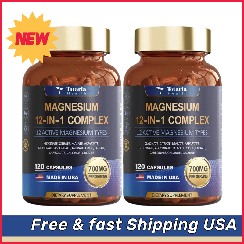 Magnesium Complex 700mg 12 in1 Magnesium Supplement with Glycinate Citrate-2 Pcs