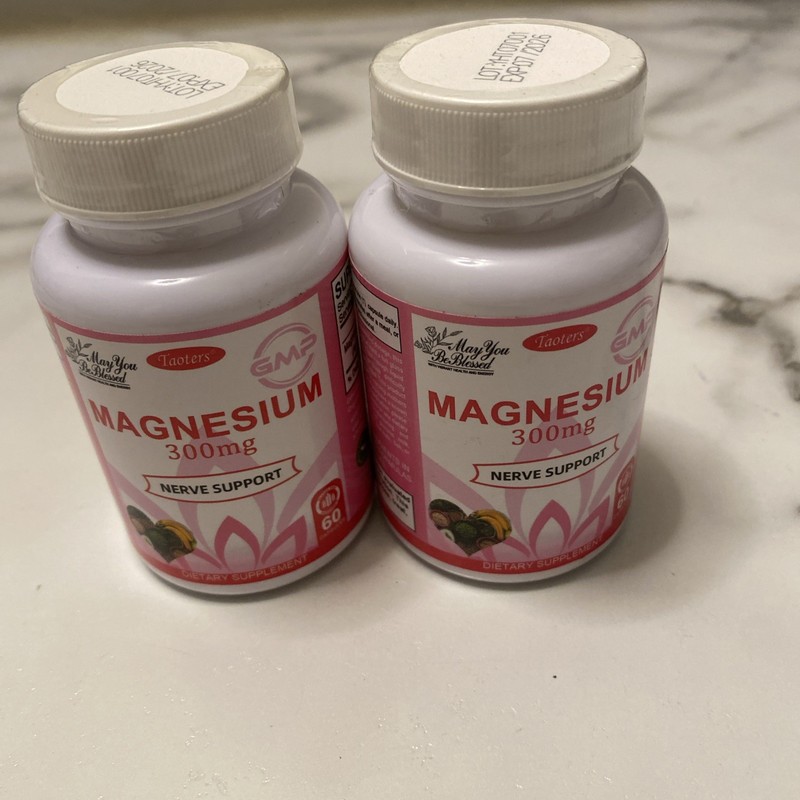 2 Pack ~ TAOTERS Magnesium Supplement Nerve Support 60 Caps ~ Exp 7/26