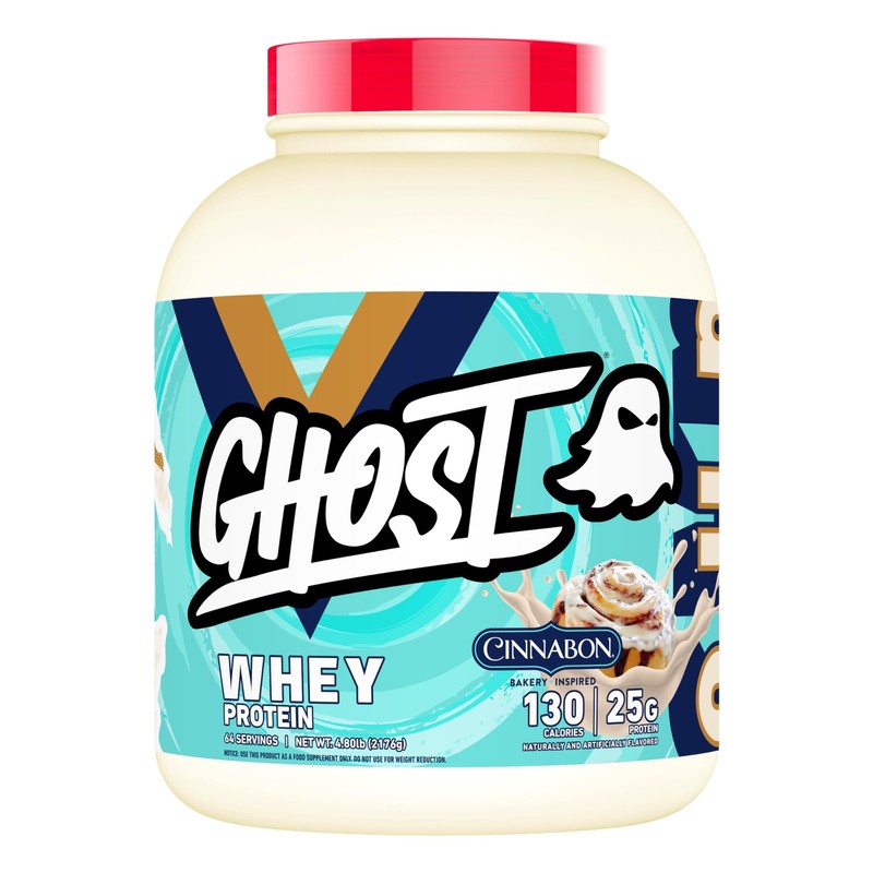 GHOST Whey Protein Powder, Cinnabon – 5LB, 25G of Protein – Cinnamon Roll Fla…