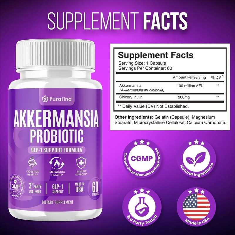 Akkermansia Probiotic with Prebiotic Chicory Inulin for Akkermansia (60 Ct) gallery