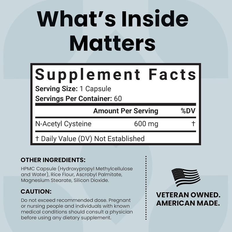 Luma Nutrition NAC 600 Mg Capsules Supplement, N-Acetyl Cysteine, Made in USA gallery