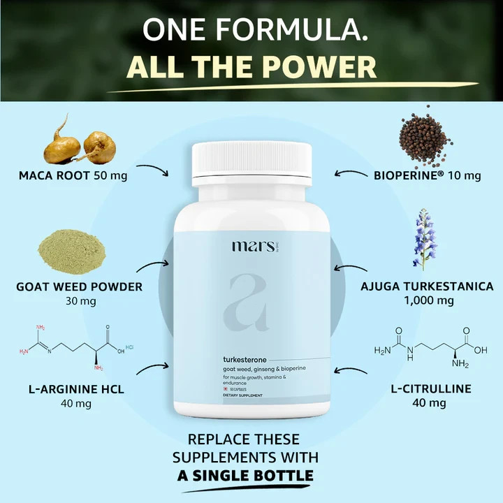 Mars Turkesterone Goat Weed Ginseng L-arginine 60 Ct Exp 5/27For Better T-Levels