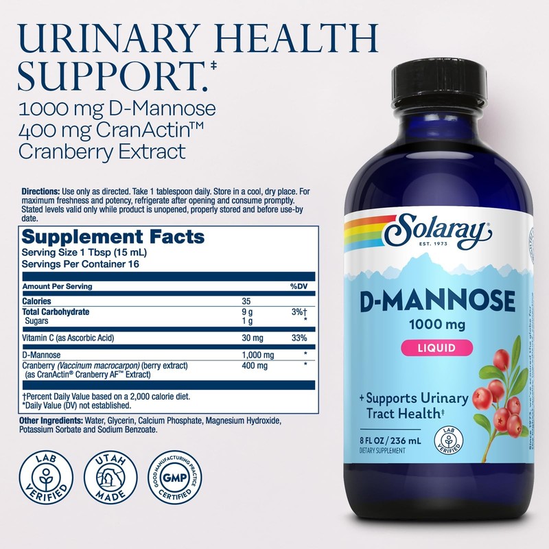 Solaray D-Mannose 1000 Mg Liquid Formula Cranactin Cranberry Extract - D gallery