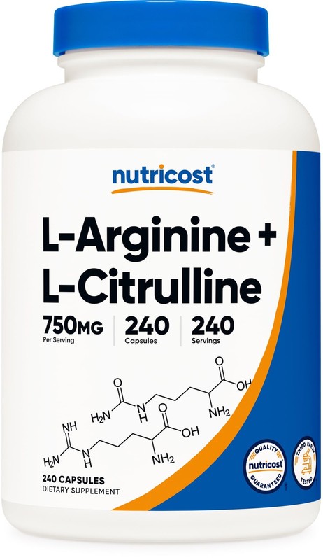 Nutricost L-Arginine L-Citrulline Complex 750mg, 240 Count (Pack of 1), Red
