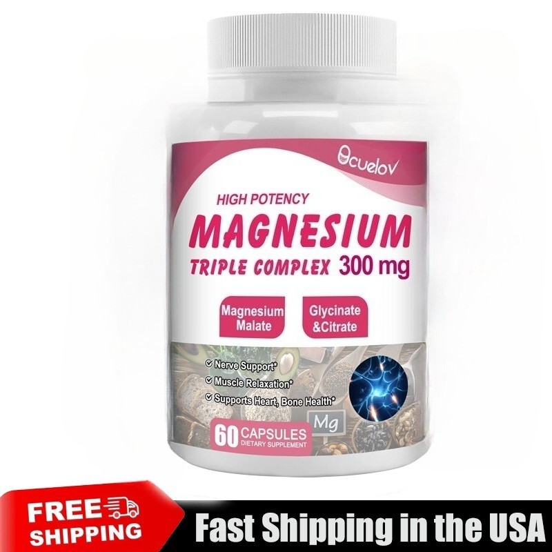 Triple Magnesium Complex Supplement, Improves concentration and memory 60 Caps